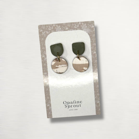 The Tandem Drop Earrings – Sandstone & Sage – Special Edition | Hypoallergenic 18K Gold-Plated – Handmade Jewelry