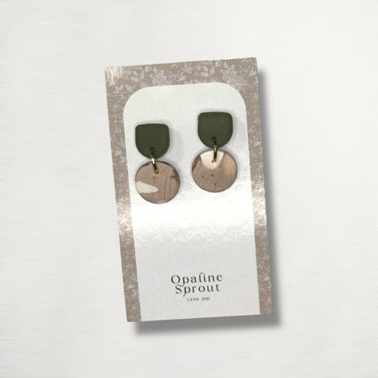 The Tandem Drop Earrings – Sandstone & Sage – Special Edition | Hypoallergenic 18K Gold-Plated – Handmade Jewelry