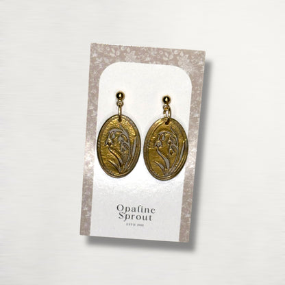 The Vignette Drop Earrings – Champlevé Lily Of The Valley – Special Edition | Hypoallergenic 18K Gold-Plated – Handmade Jewelry