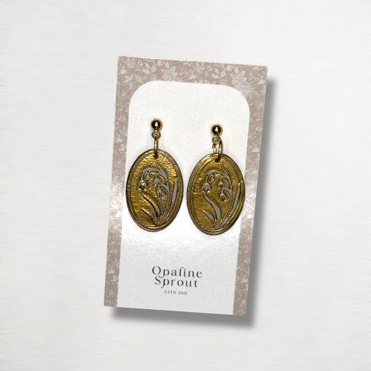 The Vignette Drop Earrings – Champlevé Lily Of The Valley – Special Edition | Hypoallergenic 18K Gold-Plated – Handmade Jewelry