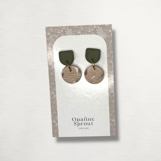 The Tandem Drop Earrings – Sandstone & Sage – Special Edition | Hypoallergenic 18K Gold-Plated – Handmade Jewelry