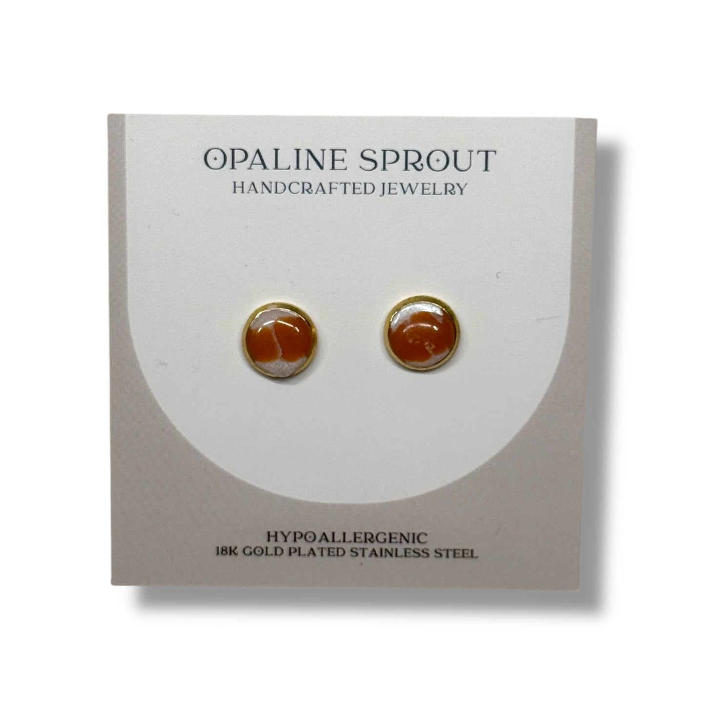 The Dot Studs – White & Coral Dots · Water Collection · Medium