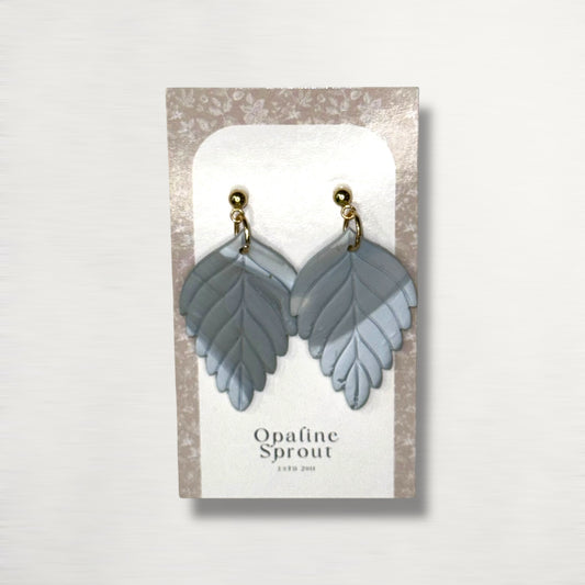 The Pressed Leaf Drop Earrings – Hazy Blue – Water Collection · Yacht | Hypoallergenic 18K Gold-Plated – Handmade Jewelry