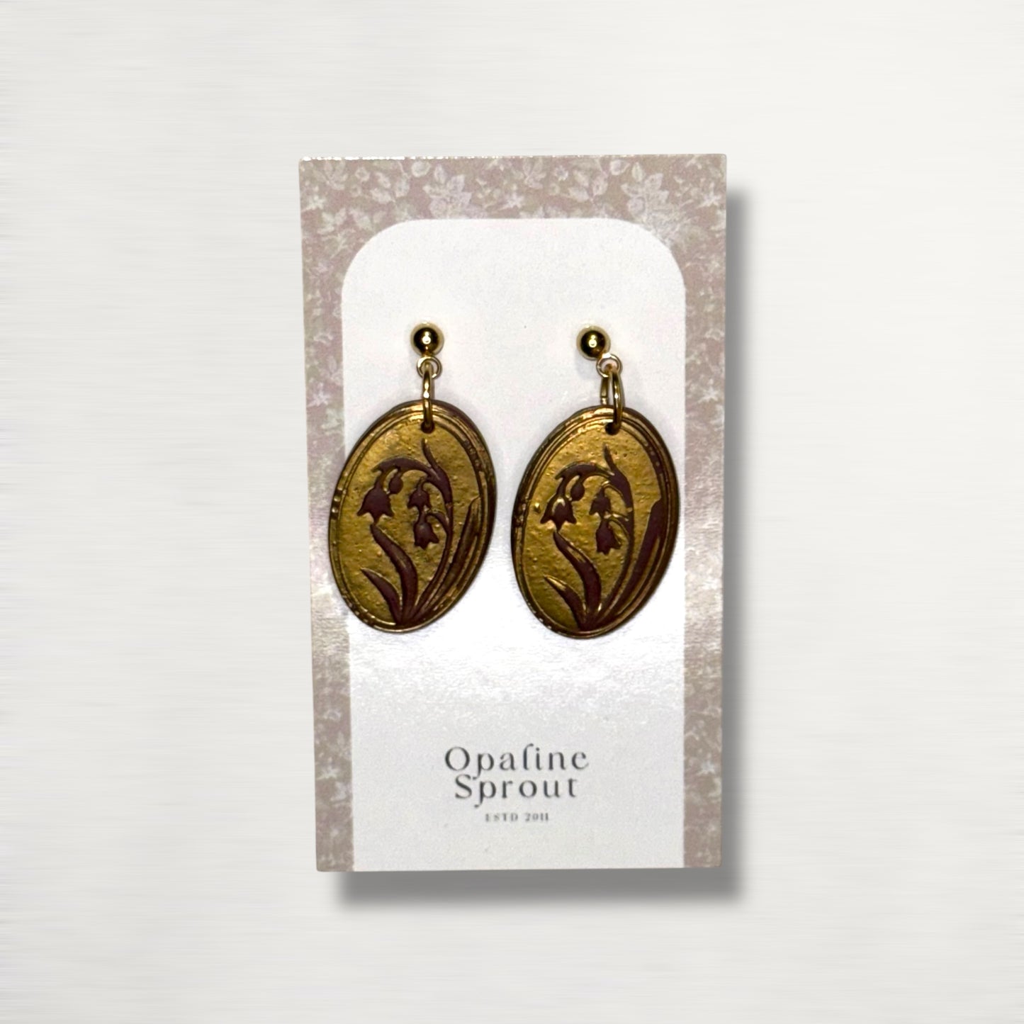 The Vignette Drop Earrings – Sepia & Gold Lily Of The Valley