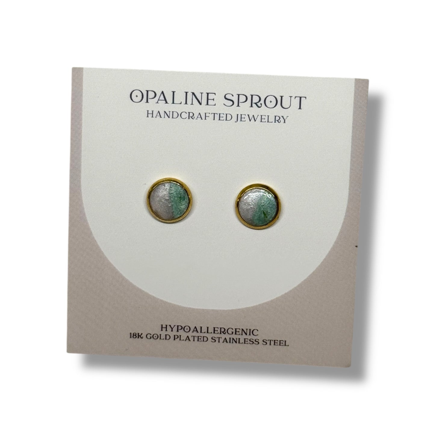The Dot Studs – White & Sea Glass II Half · Water Collection · Medium