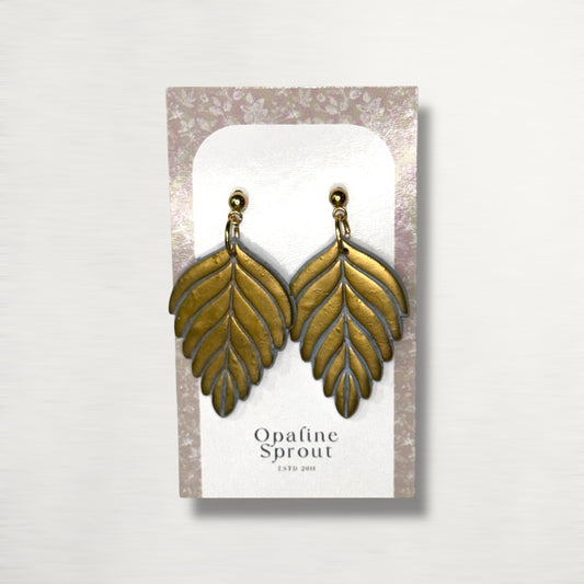 The Pressed Leaf Drop Earrings – Gilded Relic – Special Edition | Hypoallergenic 18K Gold-Plated – Handmade Jewelry