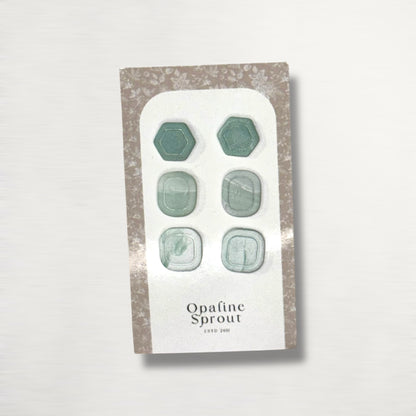 Stud Set Of 3 · Hypoallergenic 18K Gold Plated Stainless Steel · Clay Earrings