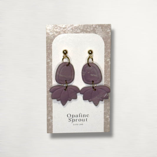 The Lotus Bloom Earrings – Hazy Lilac – Garden Collection · Moonlit Garden | Hypoallergenic 18K Gold-Plated – Handmade Jewelry
