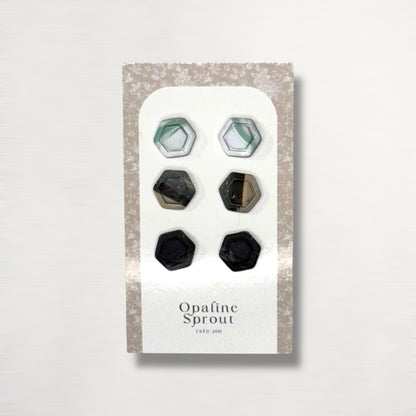 Stud Set Of 3 · Hypoallergenic 18K Gold Plated Stainless Steel · Clay Earrings