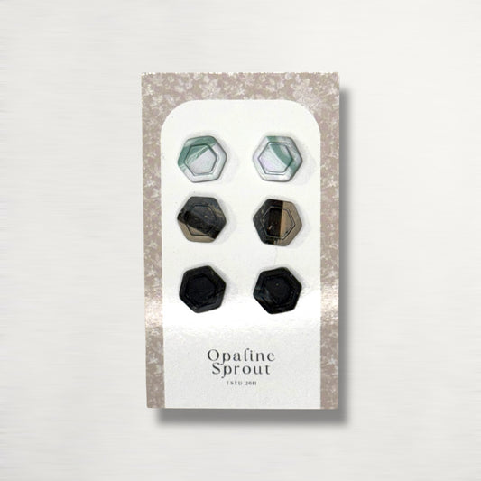 Stud Set Of 3 · Hypoallergenic 18K Gold Plated Stainless Steel · Clay Earrings