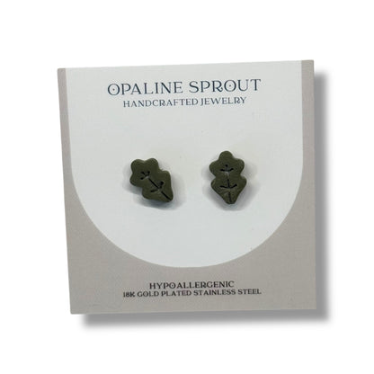 The October Studs – Olive · Leaf