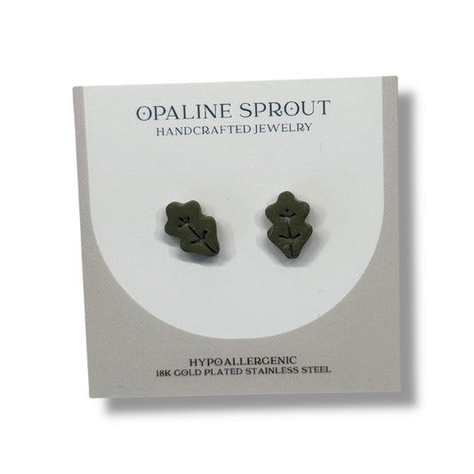 The October Studs – Olive · Leaf