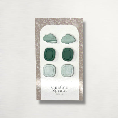 Stud Set Of 3 · Hypoallergenic 18K Gold Plated Stainless Steel · Clay Earrings