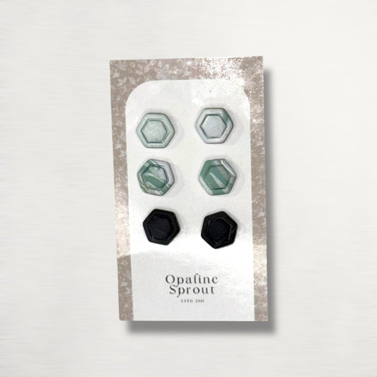Stud Set Of 3 · Hypoallergenic 18K Gold Plated Stainless Steel · Clay Earrings