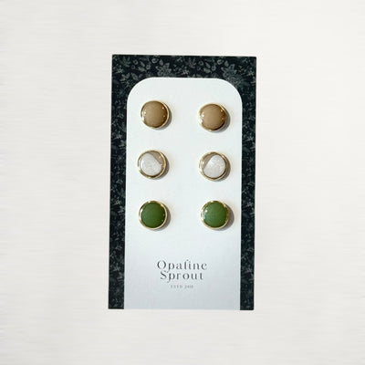 The Dot Studs – Sage, Linen, Hayride