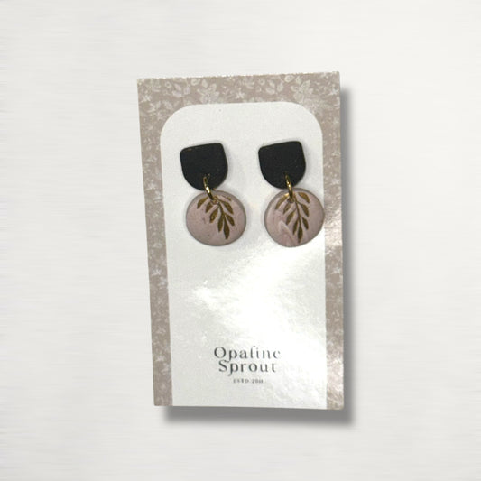 The Tandem Drop Earrings – Gold Leaf & Pink Linen – Special Edition | Hypoallergenic 18K Gold-Plated – Handmade Jewelry