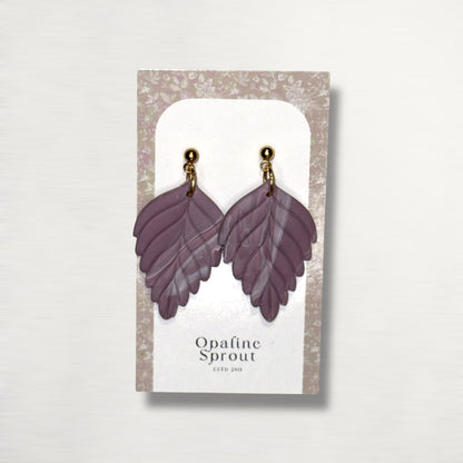 The Pressed Leaf Drop Earrings – Hazy Lilac – Garden Collection · Moonlit Garden | Hypoallergenic 18K Gold-Plated – Handmade Jewelry
