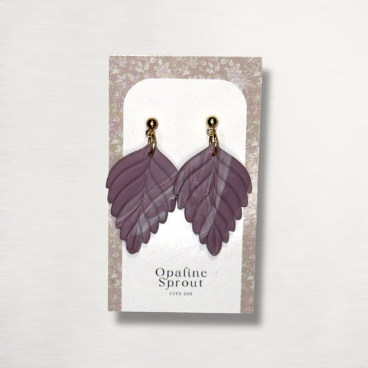The Pressed Leaf Drop Earrings – Hazy Lilac – Garden Collection · Moonlit Garden | Hypoallergenic 18K Gold-Plated – Handmade Jewelry