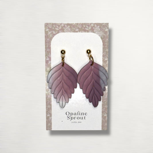 The Pressed Leaf Drop Earrings – Hazy Lilac – Garden Collection · Moonlit Garden | Hypoallergenic 18K Gold-Plated – Handmade Jewelry