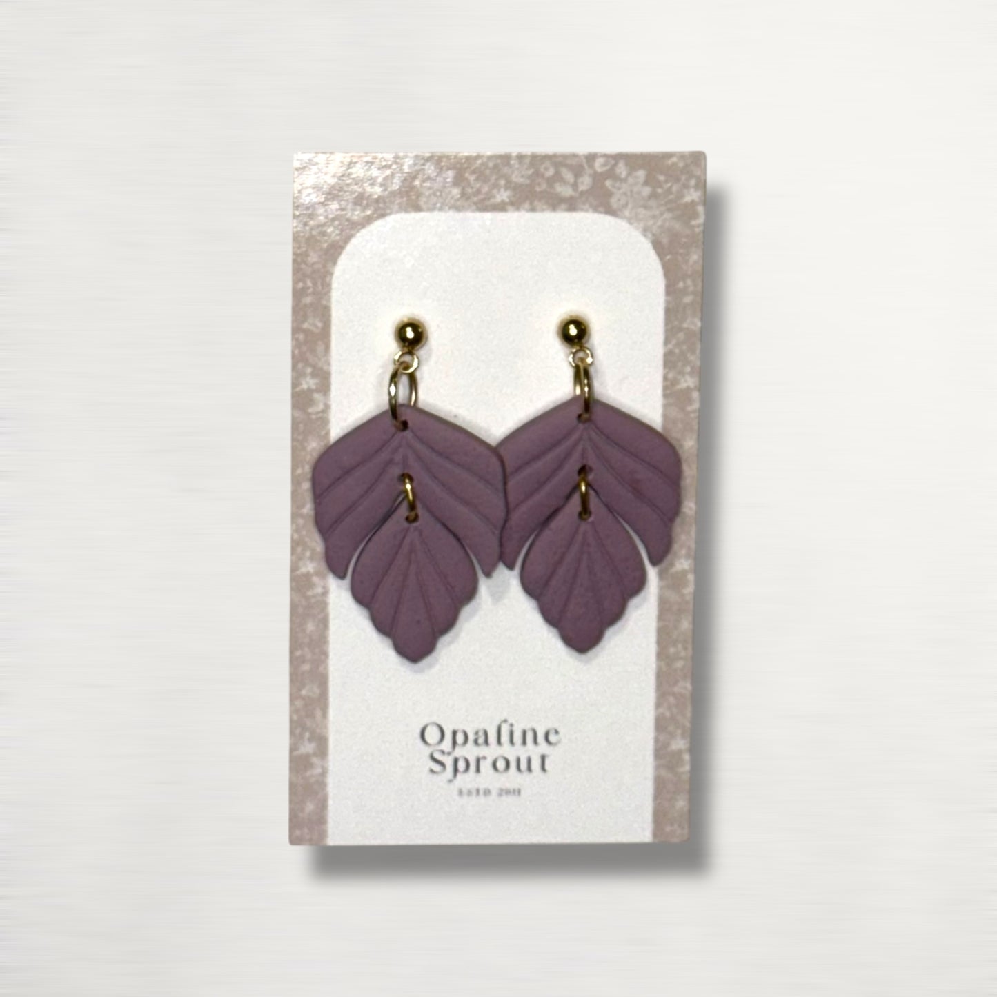The Driftleaf Drop Earrings – Hazy Lilac – Garden Collection · Moonlit Garden | Hypoallergenic 18K Gold-Plated – Handmade Jewelry