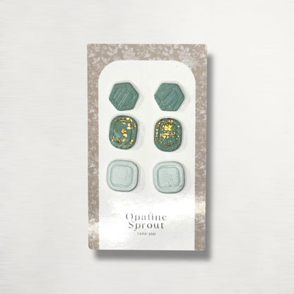 Stud Set Of 3 · Hypoallergenic 18K Gold Plated Stainless Steel · Clay Earrings