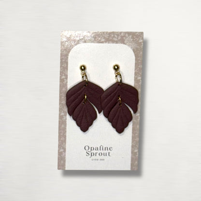 The Driftleaf Drop Earrings – Aged Burgundy – Winter Collection · The Scholar's Study | Hypoallergenic 18K Gold-Plated – Handmade Jewelry