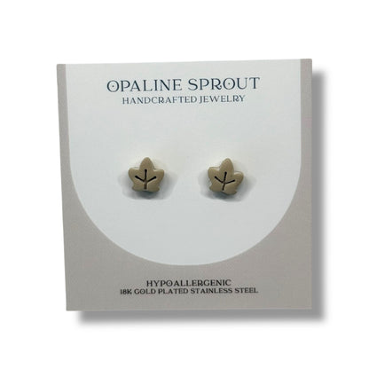 The October Studs – Khaki · Leaf