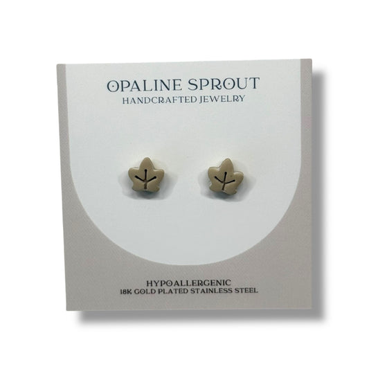 The October Studs – Khaki · Leaf