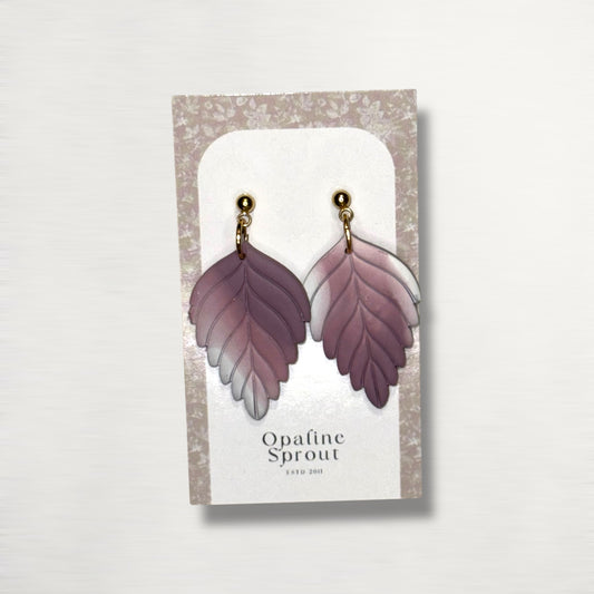 The Pressed Leaf Drop Earrings – Hazy Lilac – Garden Collection · Moonlit Garden | Hypoallergenic 18K Gold-Plated – Handmade Jewelry
