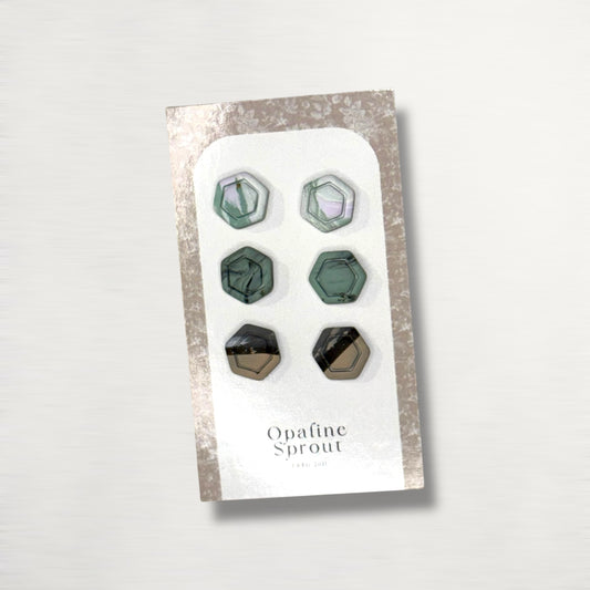 Stud Set Of 3 · Hypoallergenic 18K Gold Plated Stainless Steel · Clay Earrings