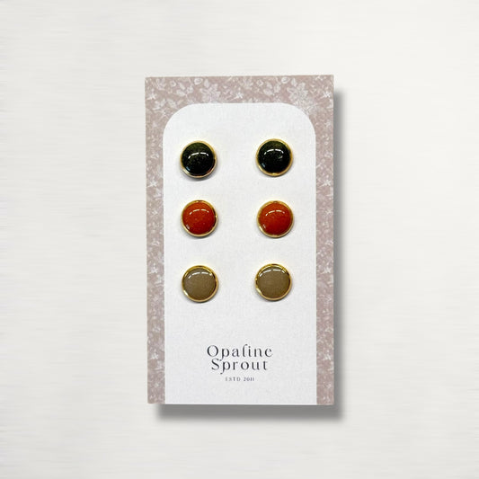 The Dot Studs – Forest, Orange, Hayride · Autumn Collection