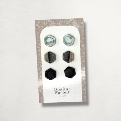 Stud Set Of 3 · Hypoallergenic 18K Gold Plated Stainless Steel · Clay Earrings