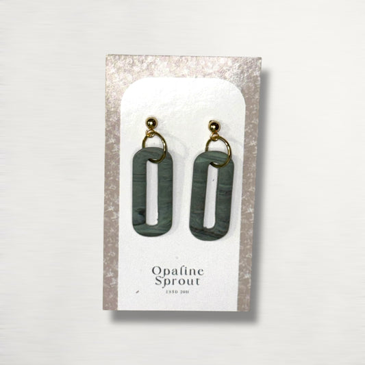 The Link Drop Earrings – Verde Marble – Special Edition | Hypoallergenic 18K Gold-Plated – Handmade Jewelry