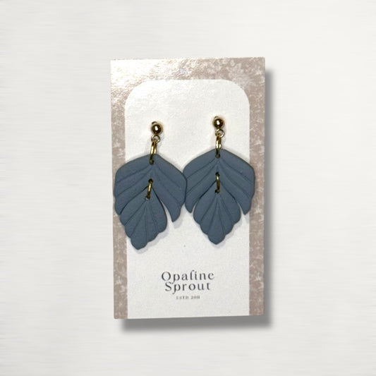The Driftleaf Drop Earrings – Slate Blue – Winter Collection · Winter Wonderland | Hypoallergenic 18K Gold-Plated – Handmade Jewelry