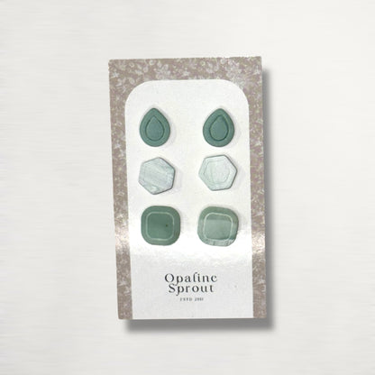 Stud Set Of 3 · Hypoallergenic 18K Gold Plated Stainless Steel · Clay Earrings