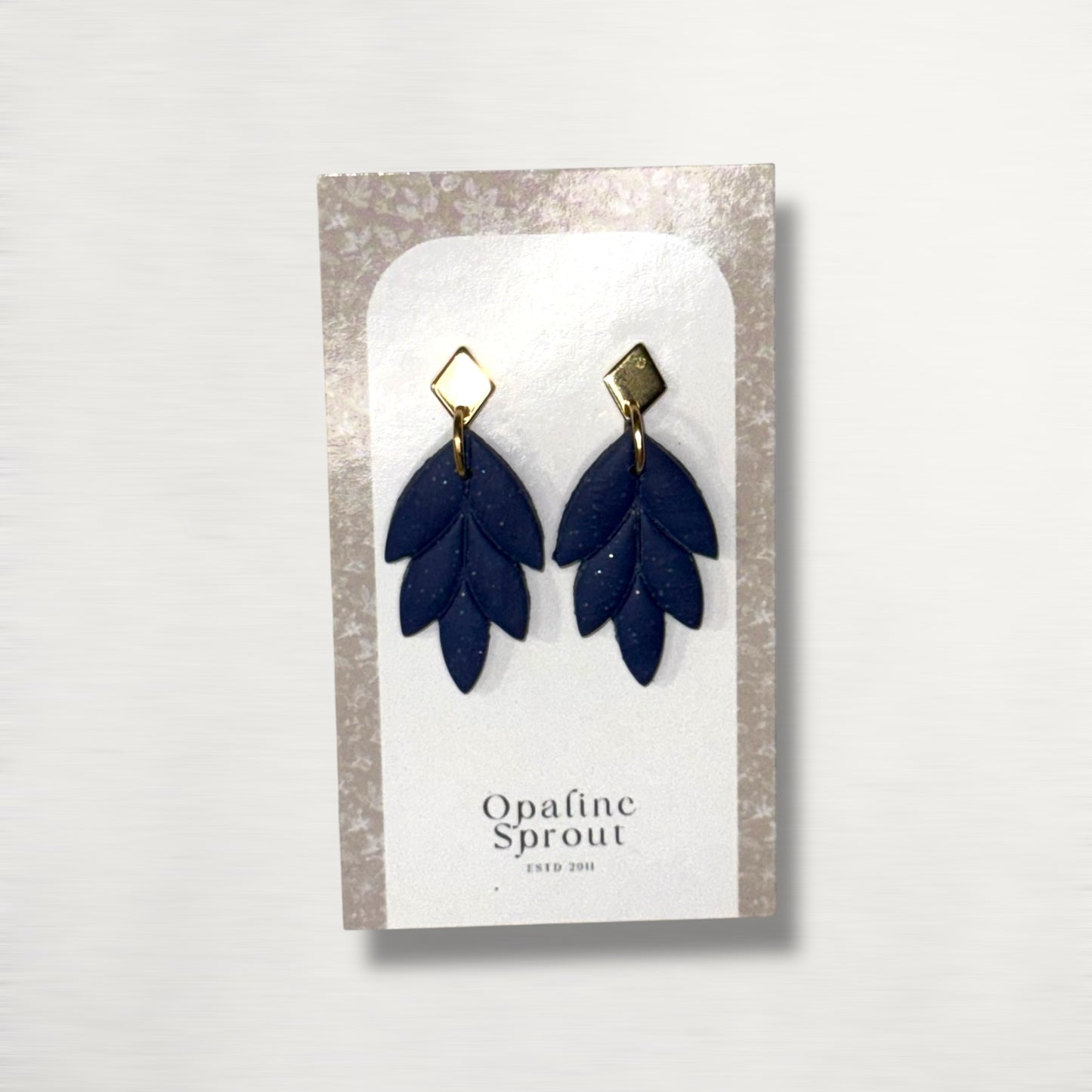 The Laurel Drop Earrings – Deep Navy – Winter Collection · Winter Wonderland | Hypoallergenic 18K Gold-Plated – Handmade Jewelry