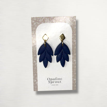 The Laurel Drop Earrings – Deep Navy – Winter Collection · Winter Wonderland | Hypoallergenic 18K Gold-Plated – Handmade Jewelry