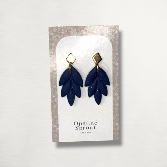 The Laurel Drop Earrings – Deep Navy – Winter Collection · Winter Wonderland | Hypoallergenic 18K Gold-Plated – Handmade Jewelry