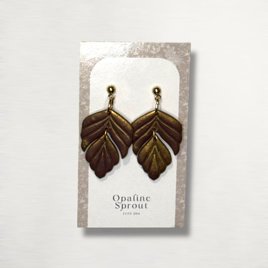 The Driftleaf Drop Earrings – Burnished Bronze – Special Edition | Hypoallergenic 18K Gold-Plated – Handmade Jewelry