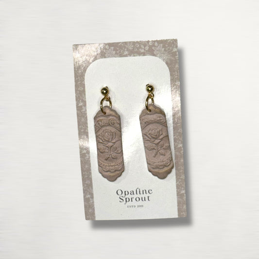 The Monolith Drop Earrings – Prosecco Rose – Winter Collection · Midnight Toast | Hypoallergenic 18K Gold-Plated – Handmade Jewelry