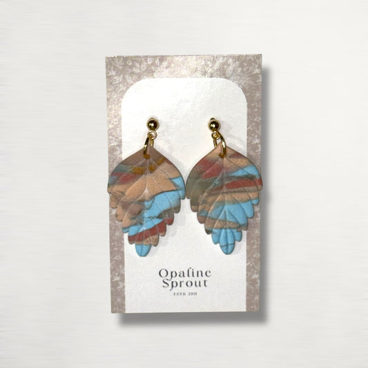 The Pressed Leaf Drop Earrings – Desert Jasper – Special Edition | Hypoallergenic 18K Gold-Plated – Handmade Jewelry