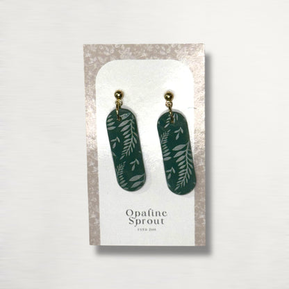 The Monolith Drop Earrings – Fern & Forest – Special Edition | Hypoallergenic 18K Gold-Plated – Handmade Jewelry