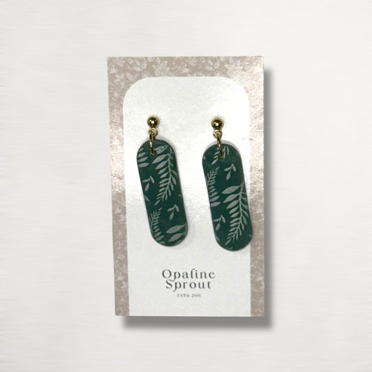 The Monolith Drop Earrings – Fern & Forest – Special Edition | Hypoallergenic 18K Gold-Plated – Handmade Jewelry