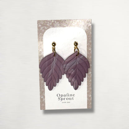 The Pressed Leaf Drop Earrings – Hazy Lilac – Garden Collection · Moonlit Garden | Hypoallergenic 18K Gold-Plated – Handmade Jewelry