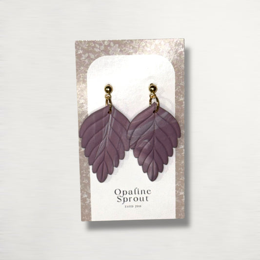 The Pressed Leaf Drop Earrings – Hazy Lilac – Garden Collection · Moonlit Garden | Hypoallergenic 18K Gold-Plated – Handmade Jewelry