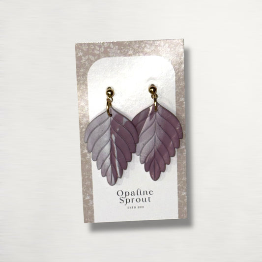 The Pressed Leaf Drop Earrings – Hazy Lilac – Garden Collection · Moonlit Garden | Hypoallergenic 18K Gold-Plated – Handmade Jewelry