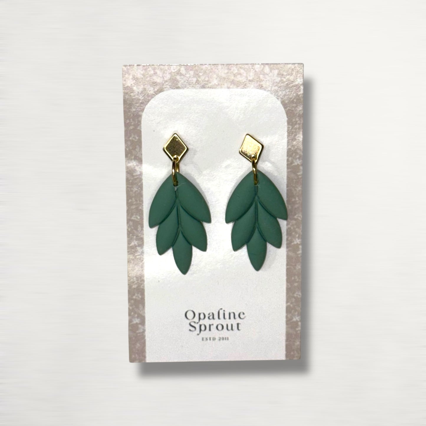 The Laurel Drop Earrings – Winter Sage – Winter Collection · Christmas Tree Farm | Hypoallergenic 18K Gold-Plated – Handmade Jewelry
