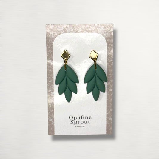 The Laurel Drop Earrings – Winter Sage – Winter Collection · Christmas Tree Farm | Hypoallergenic 18K Gold-Plated – Handmade Jewelry