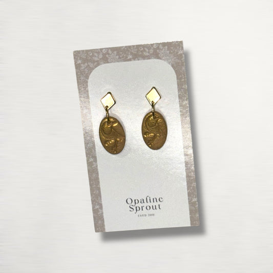Drop Dangle Earrings · Hypoallergenic 18K Gold Plated Stainless Steel · Clay Earrings · Gold Bird Dainty Oval · Fall