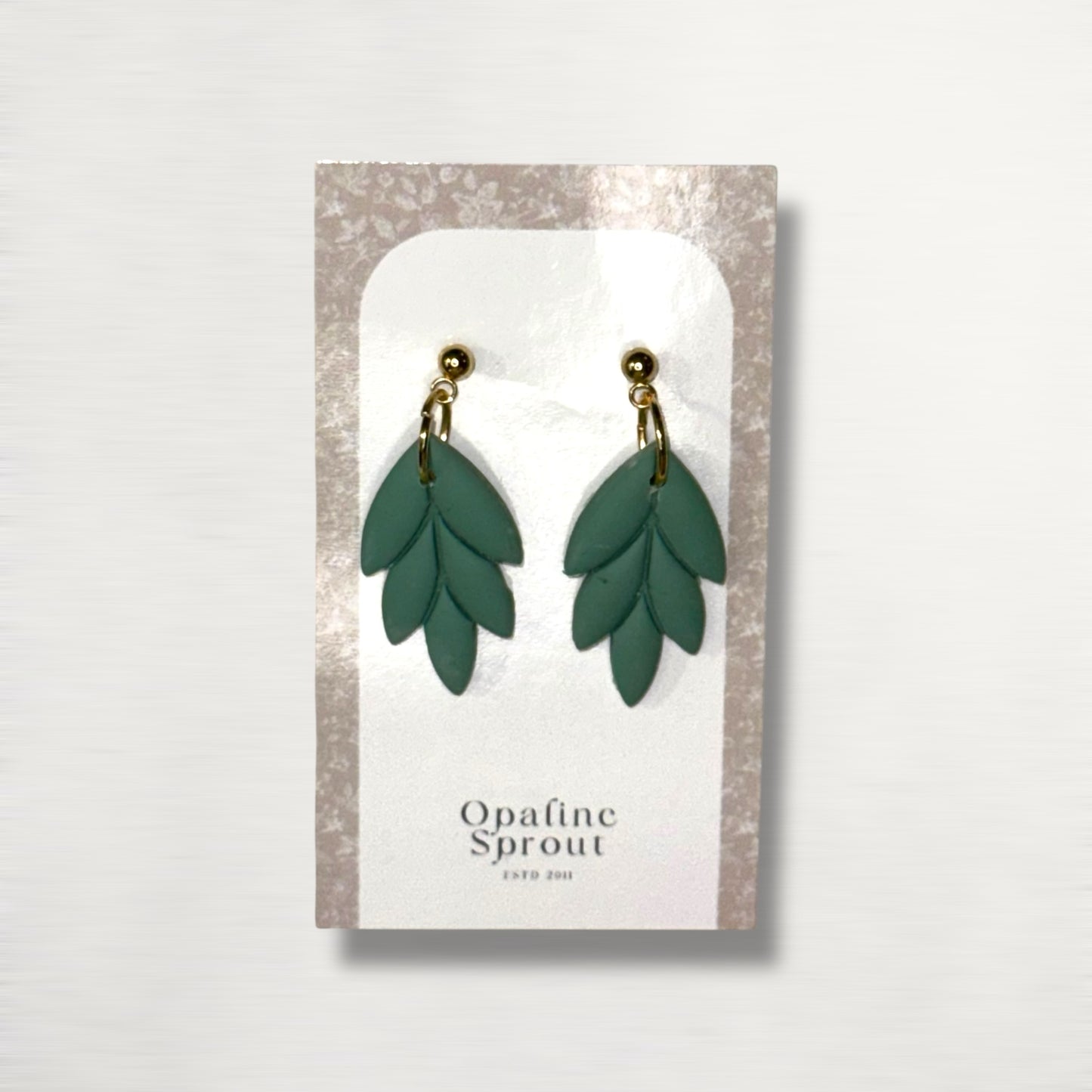 The Laurel Drop Earrings – Winter Sage – Winter Collection · Christmas Tree Farm | Hypoallergenic 18K Gold-Plated – Handmade Jewelry